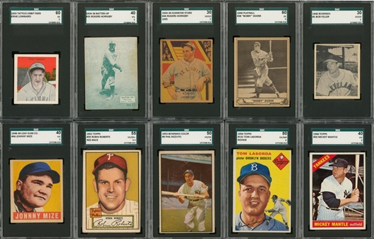 1933-1966 Topps and Assorted Brands Stars and Hall of Famers SGC-Graded Collection (13 Different) Including Mantle and Hornsby